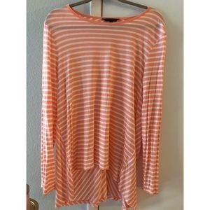 peach and white strip high lo tunic